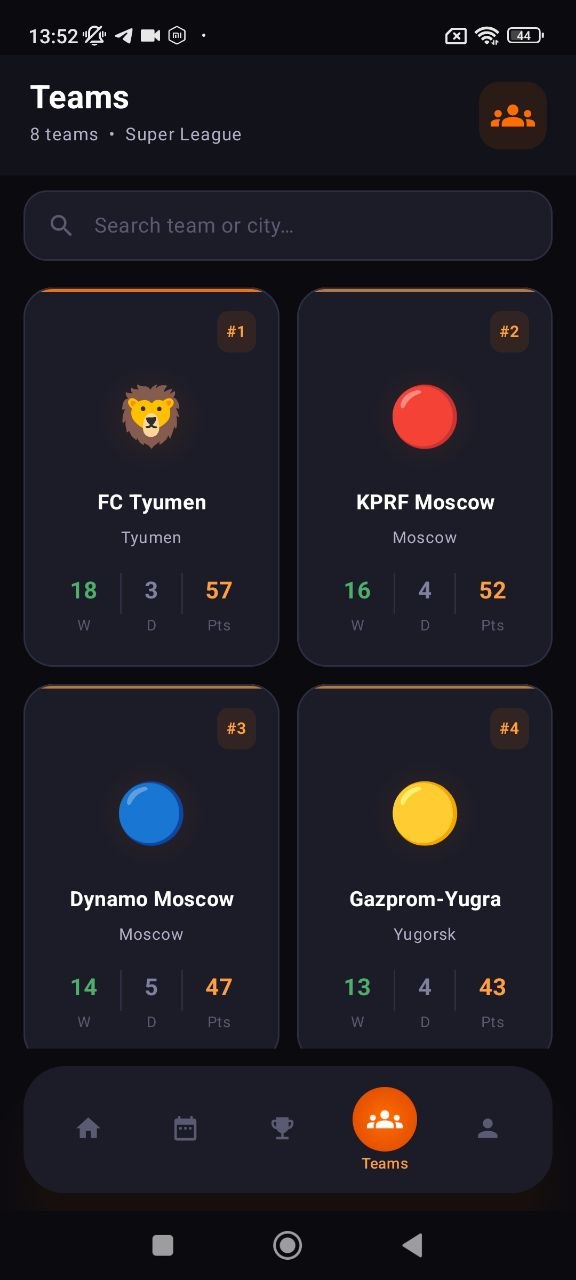 Misli Futsal League home screen